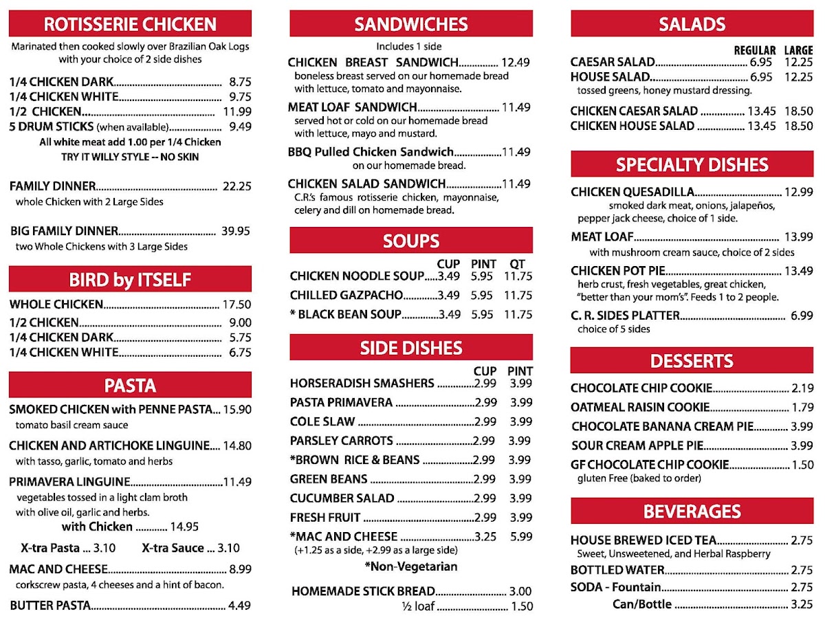 C.r. Chicks (Wellington) Menu-1