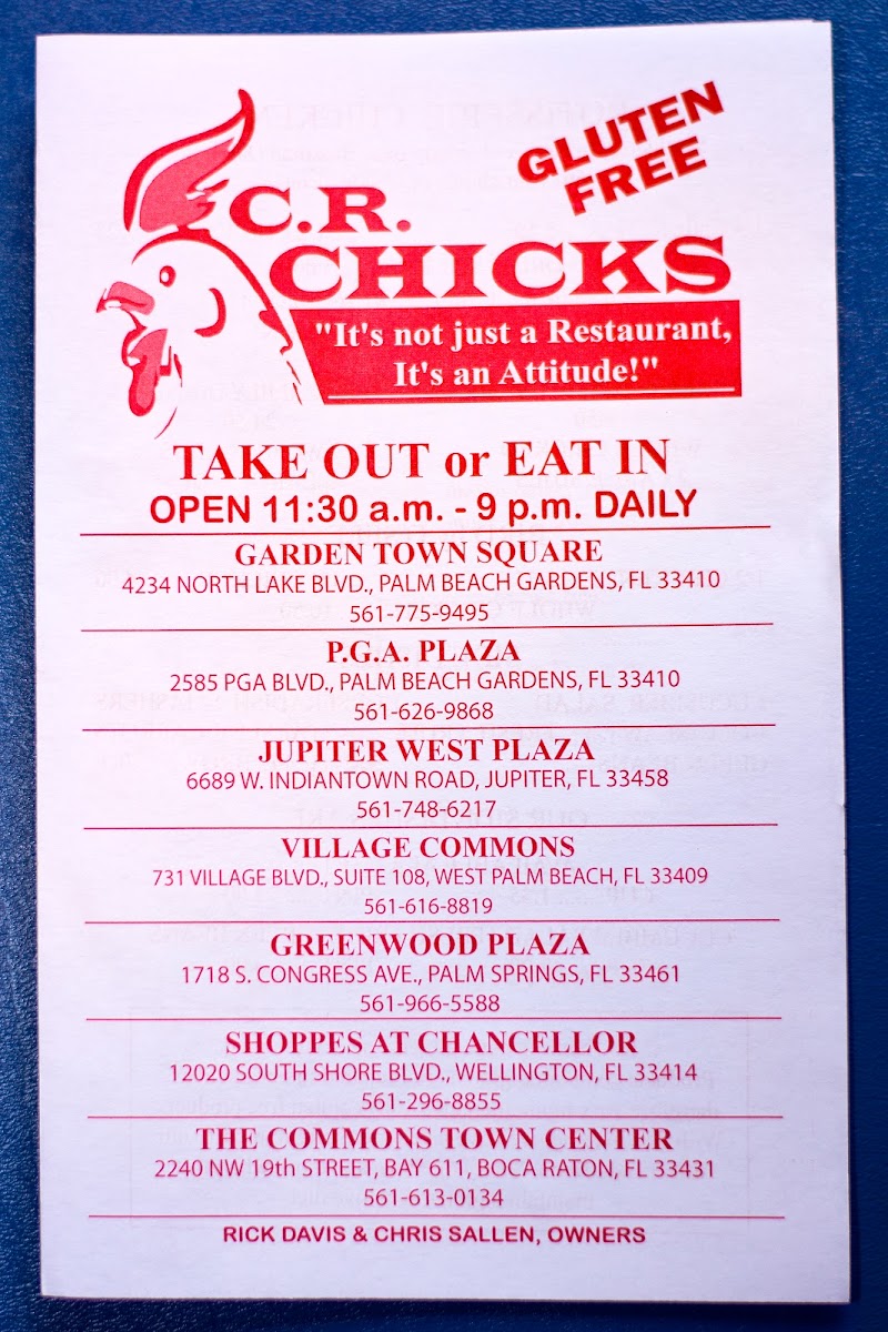 C.r. Chicks (Wellington) Menu-5